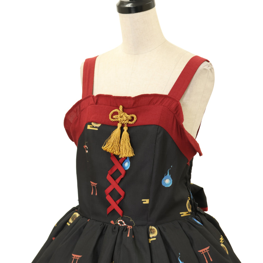 USED】【axes femme kawaii/Mサイズ】彼岸の白狐会柄ジャンスカ