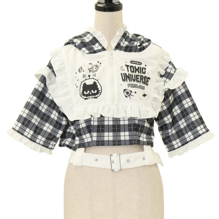 【ポルカ、村娘、マーチ、小品】 チャコット衣裳 美品 キッズ・ジュニア６着 USED】【NOEMIE/Mサイズ】ヨークフリルチェックジャージちびパーカー