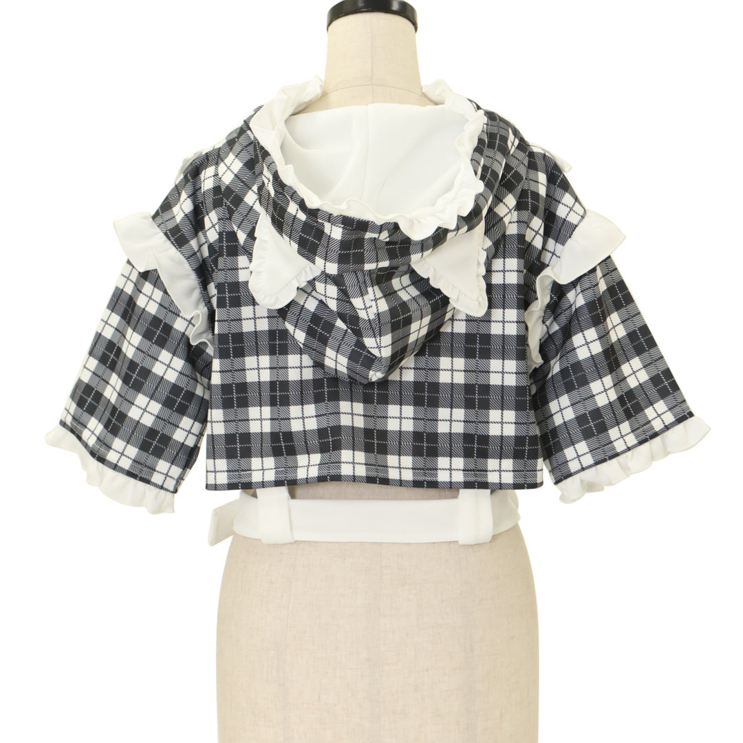 【ポルカ、村娘、マーチ、小品】 チャコット衣裳 美品 キッズ・ジュニア６着 USED】【NOEMIE/Mサイズ】ヨークフリルチェックジャージちびパーカー