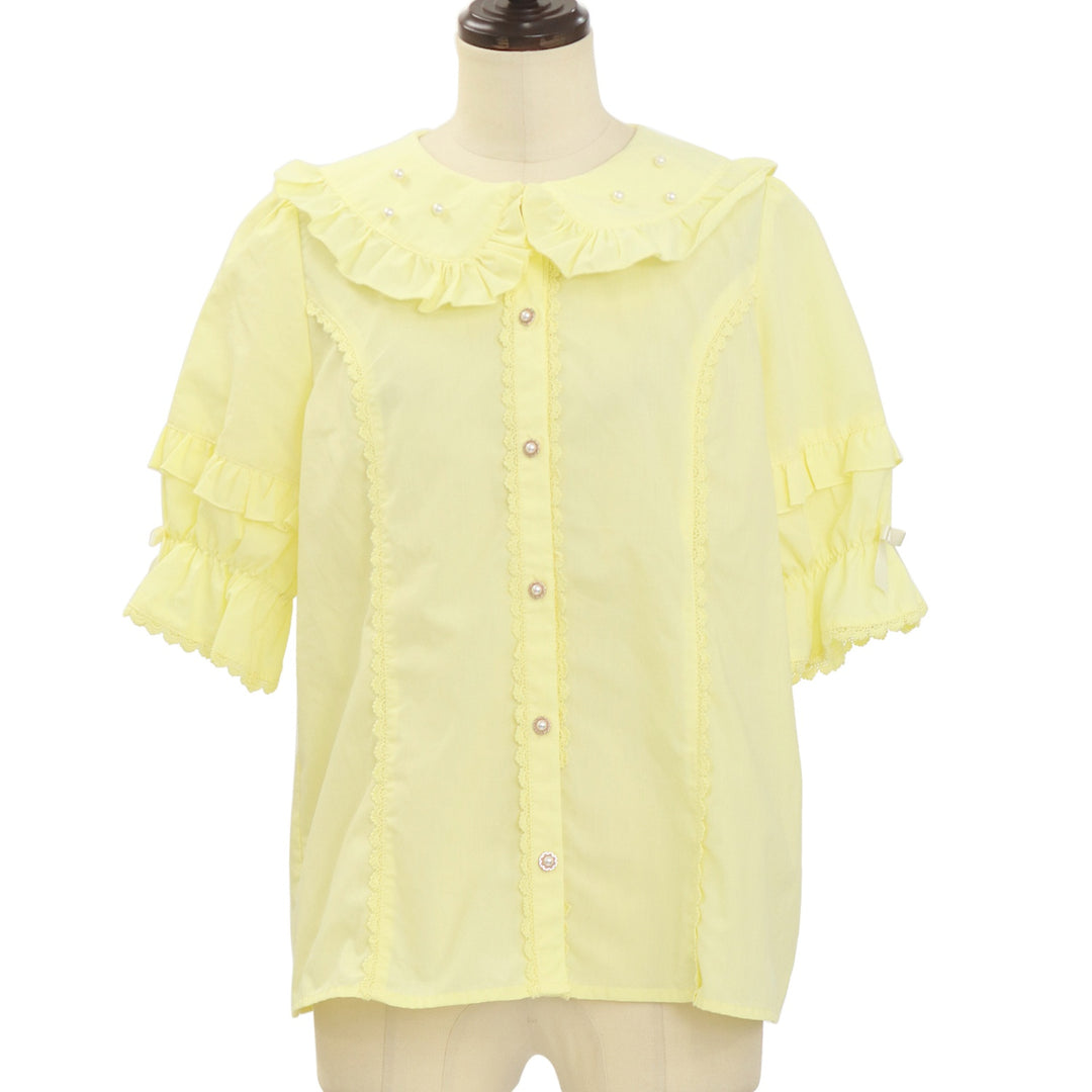 USED】【axes femme kawaii/Mサイズ】パール襟半袖ブラウス