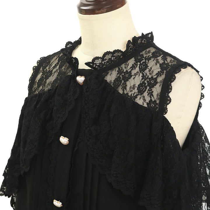 CHANEL02C レース フリル ジャケット　クルーズコレクションヴィンテージ USED】【Princess Melody】肩開きレースケープ風ブラウス | MA*RS