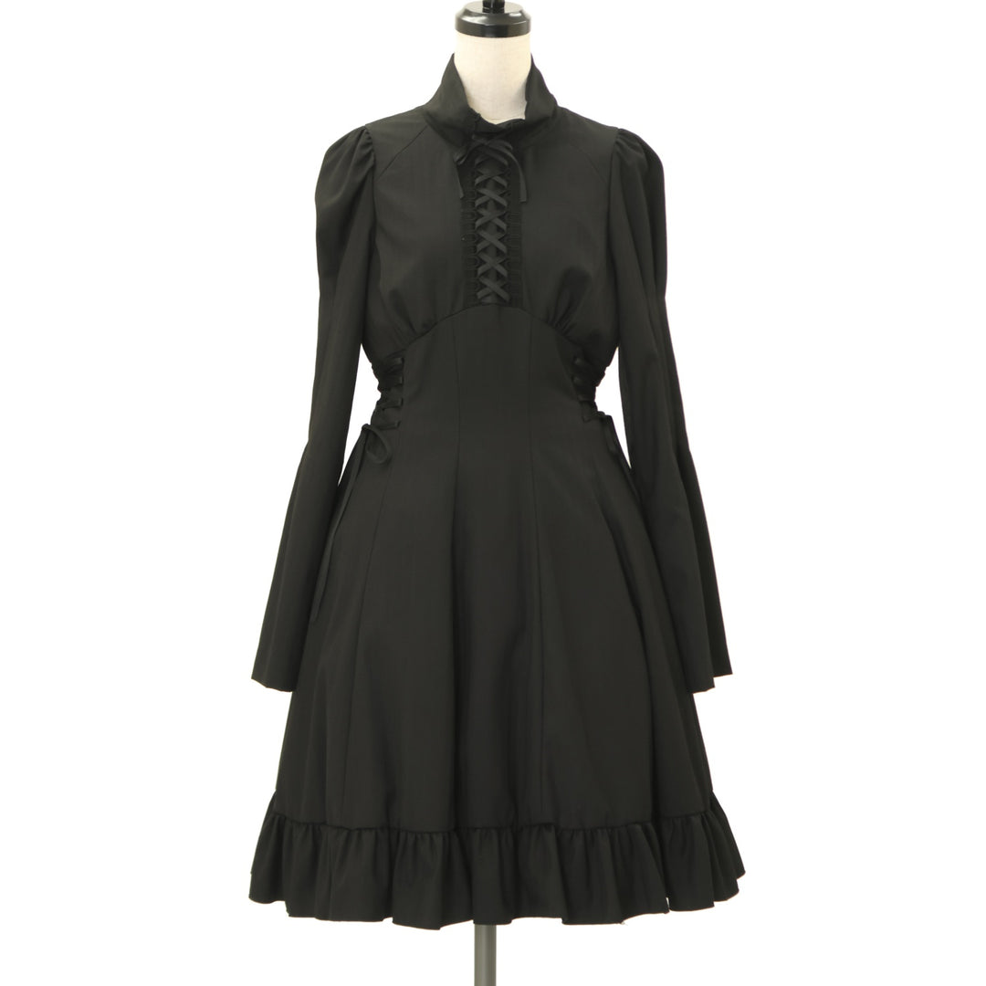 BLACK PEACE NOW ノースリーブ ティアードワンピース 編み上げ USED】【PEACE NOW/Mサイズ】ハイネック編み上げワンピース | BLACK