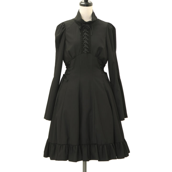 BLACK PEACE NOW ノースリーブ ティアードワンピース 編み上げ USED】【PEACE NOW/Mサイズ】ハイネック編み上げワンピース | BLACK