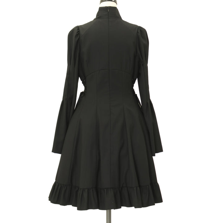 PEACE NOW ウサ耳 黒ケープ ゴスロリ USED】【PEACE NOW/Mサイズ】ハイネック編み上げワンピース | BLACK