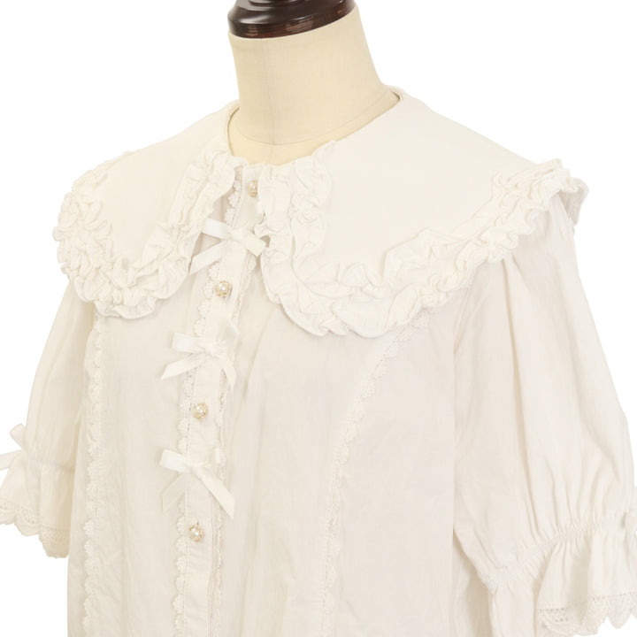 USED】【axes femme kawaii/Mサイズ】半袖丸襟コットンブラウス