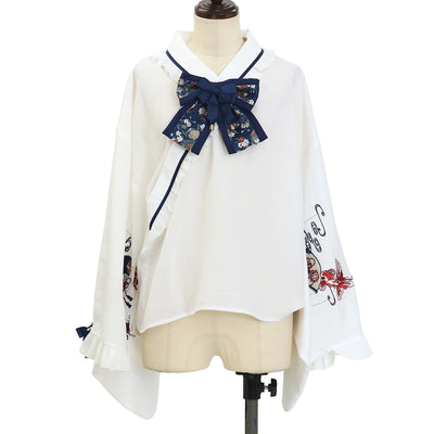 USED】デコルテレーススタンドカラーブラウス | ATELIER-PIERROT