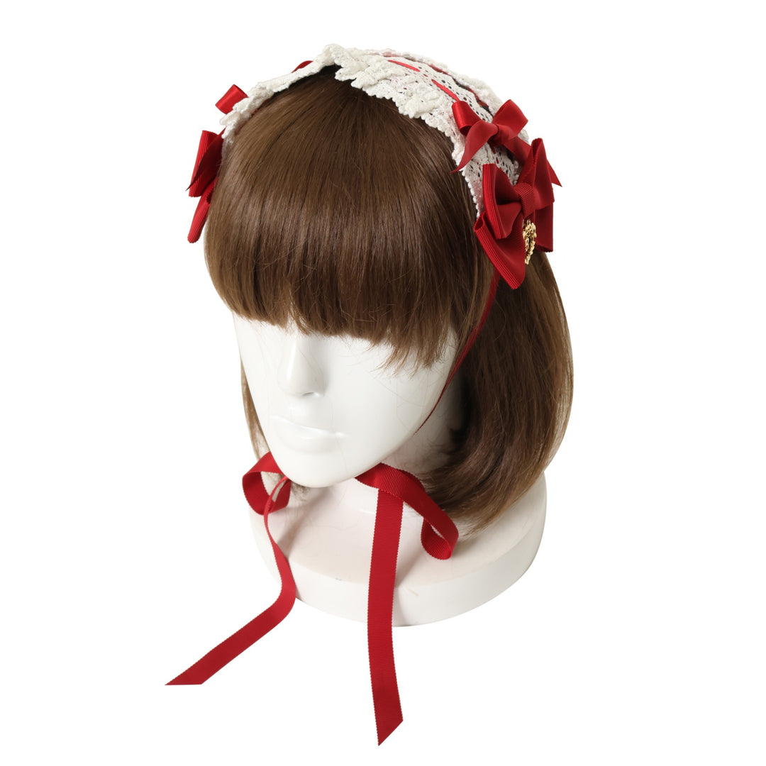 タータンチェックベビードール＆プリンセスドロップヘッドドレスセット　エンジ USED】タータンチェックベビードール＆プリンセスドロップヘッドドレス