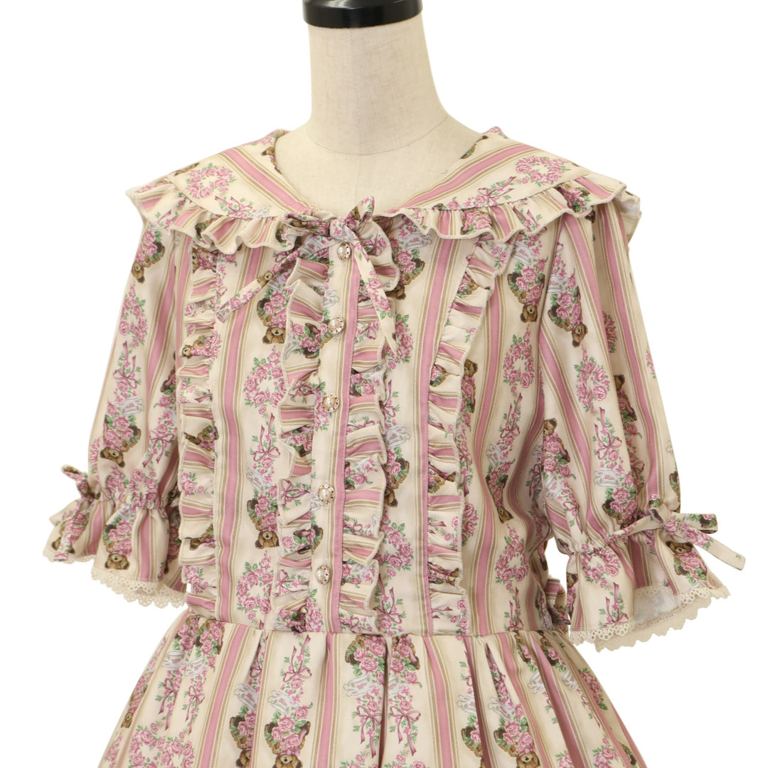 USED】【axes femme kawaii/Mサイズ】RosyBear柄ワンピース