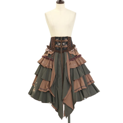 USED】ANGELO 薔薇十字刺繍コルセットアシメスカート | Ozz On