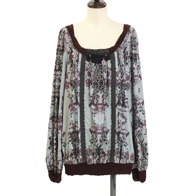 USED】ONESTE 薔薇刺繍ラメストライプシフォンプルオーバー | Ozz On