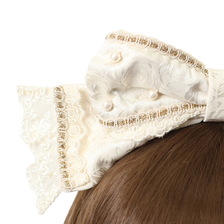 USED】ローズジャガードパールリボンカチューシャ | Angelic Pretty