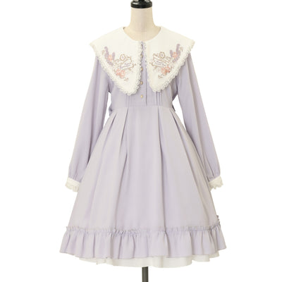 USED】【Mサイズ】木漏れ日の中の鈴蘭ワンピース（ダークグリーン