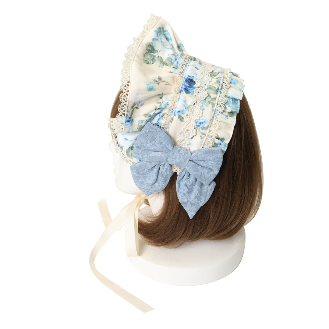USED】【axes femme kawaii】アンティークローズ柄ハーフボンネット