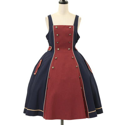 USED】【9号】May lilyサスペンダーロングスカート(水色×水色) | Moi