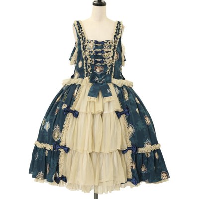 USED】【9号】May lilyサスペンダーロングスカート(水色×水色) | Moi