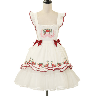 USED】【160cm】イチゴバスケットプリントジャンパースカート