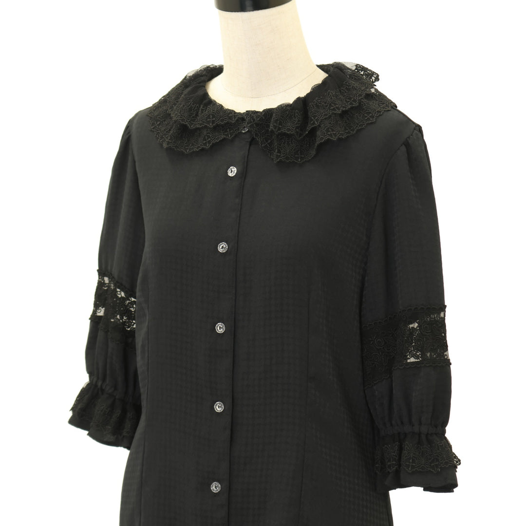 USED】【9号】ダイヤ柄サテンジャガードブラウス | Moi-même-Moitié