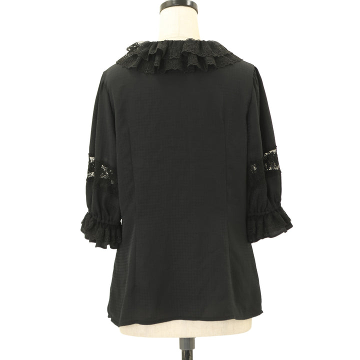 USED】【9号】ダイヤ柄サテンジャガードブラウス | Moi-même-Moitié