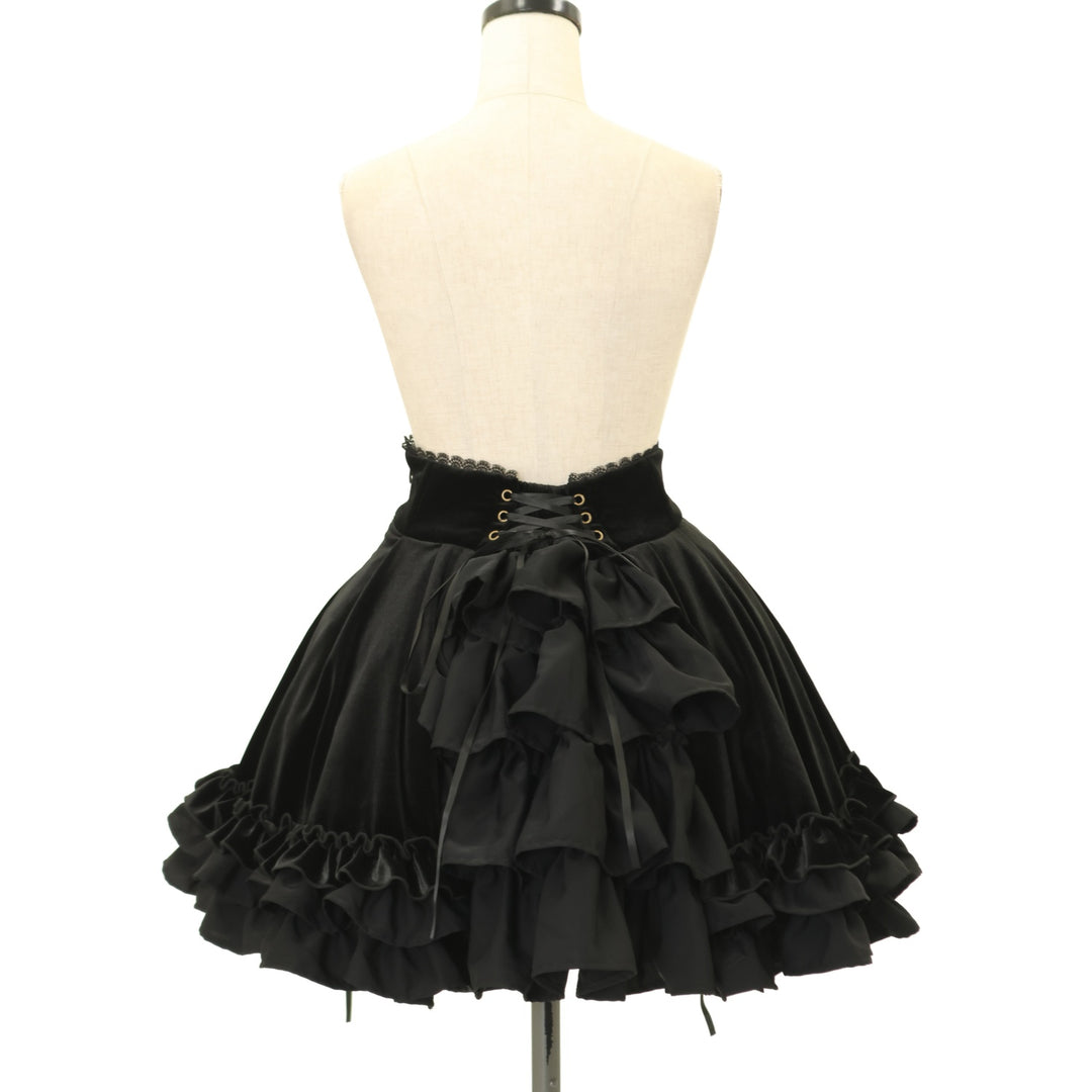 未使用✨現行エディットアンドコー アデルクチュリエ フリルスリーブ トップス 黒 USED】Adenophora Lace-Up Skirt | ATELIER-PIERROT | ロリータ