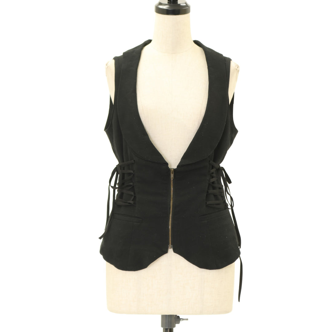 00s BLACK PEACE NOW archive レース スカート USED】【PEACE NOW/Mサイズ】サイドレースアップジップベスト | BLACK