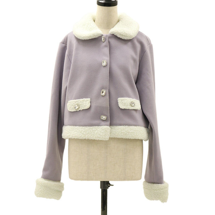 ANN DEMEULEMEESTER2008AWピーコートXS紫切替ボタン USED】ボア切替ショートコート | Ank Rouge | ロリータ ゴスロリ