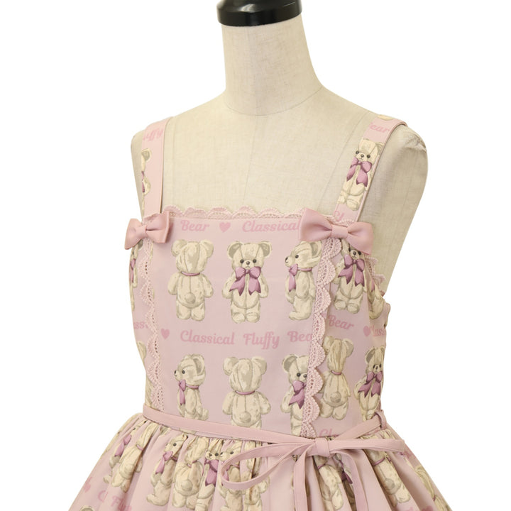 Chalmiere＊フラッフィベアJSK 生成 ロリィタ くま リボン USED】【axes femme kawaii/Mサイズ】フラッフィベアジャンスカ