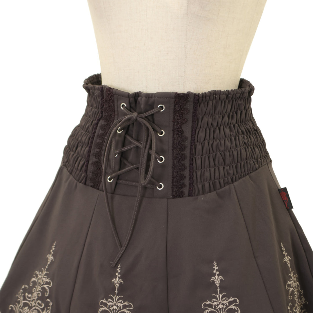 USED】croce 薔薇オーナメント刺繍スカラップシャーリングスカート