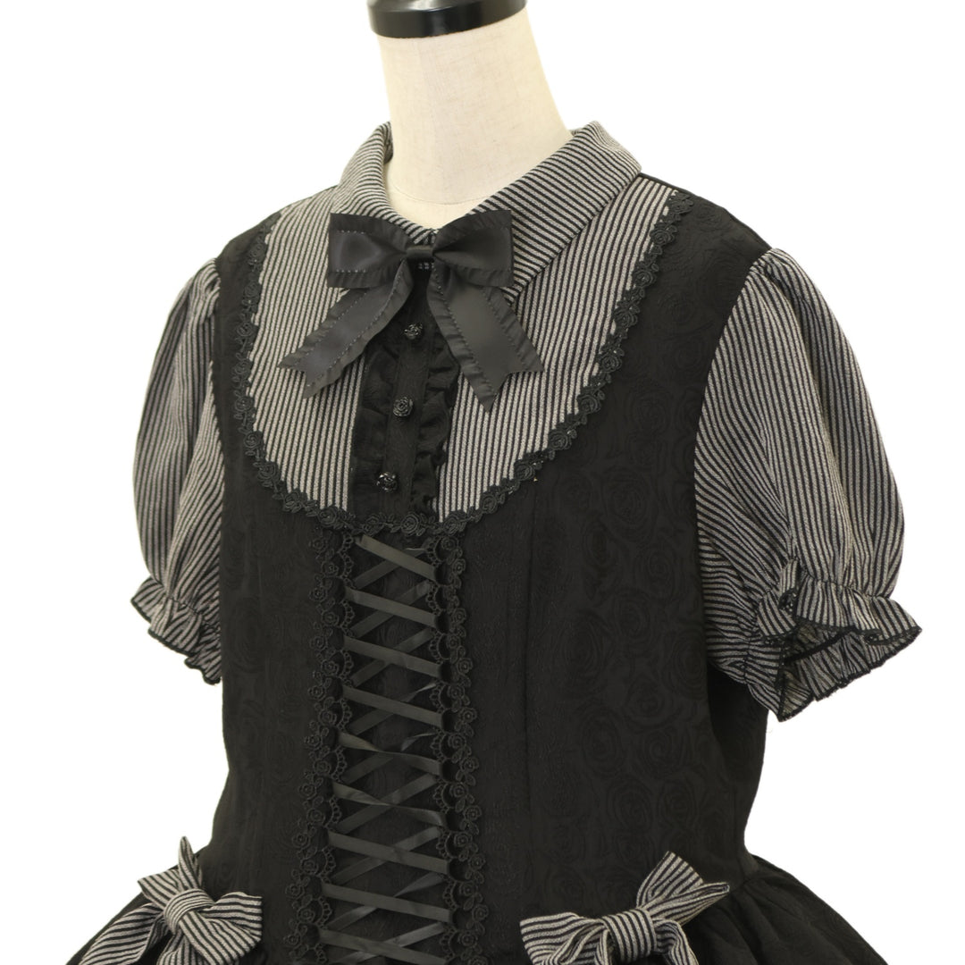 USED】【BlackShamrock/Lサイズ】ストライプレイヤード風半袖
