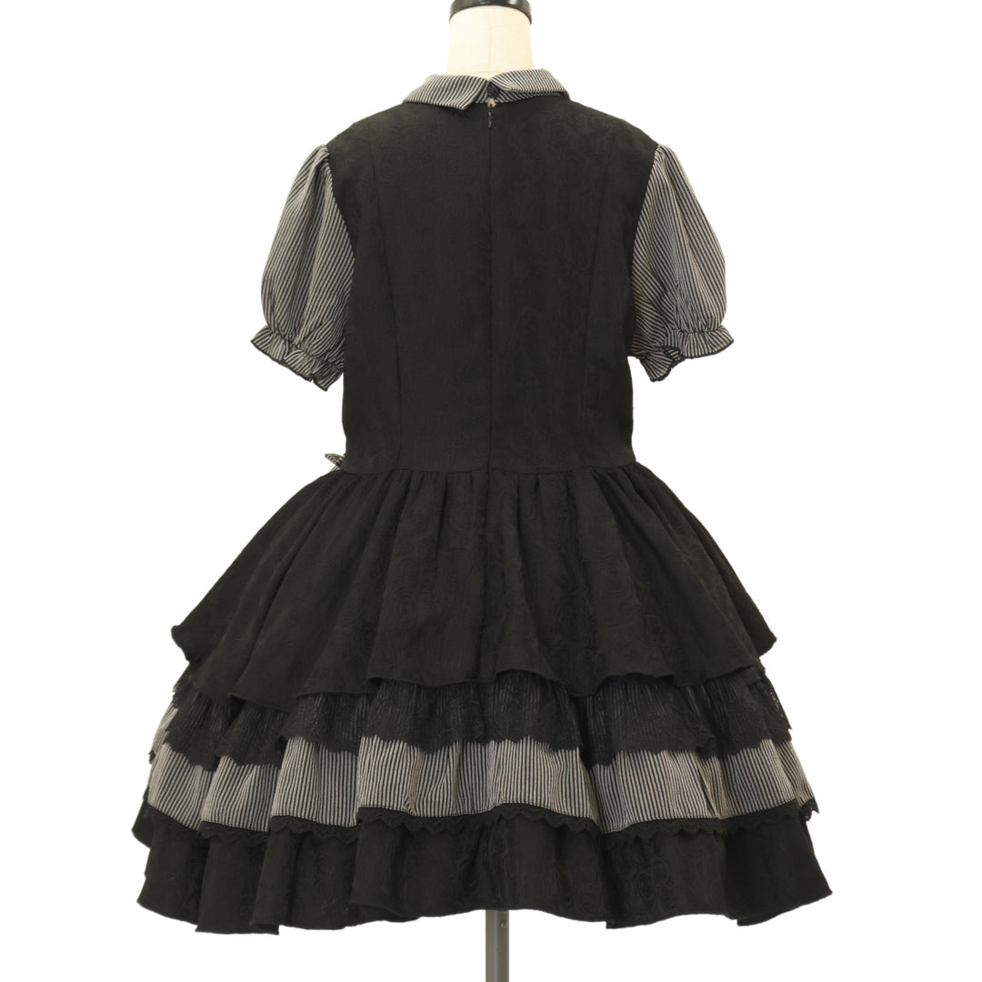 USED】【BlackShamrock/Lサイズ】ストライプレイヤード風半袖