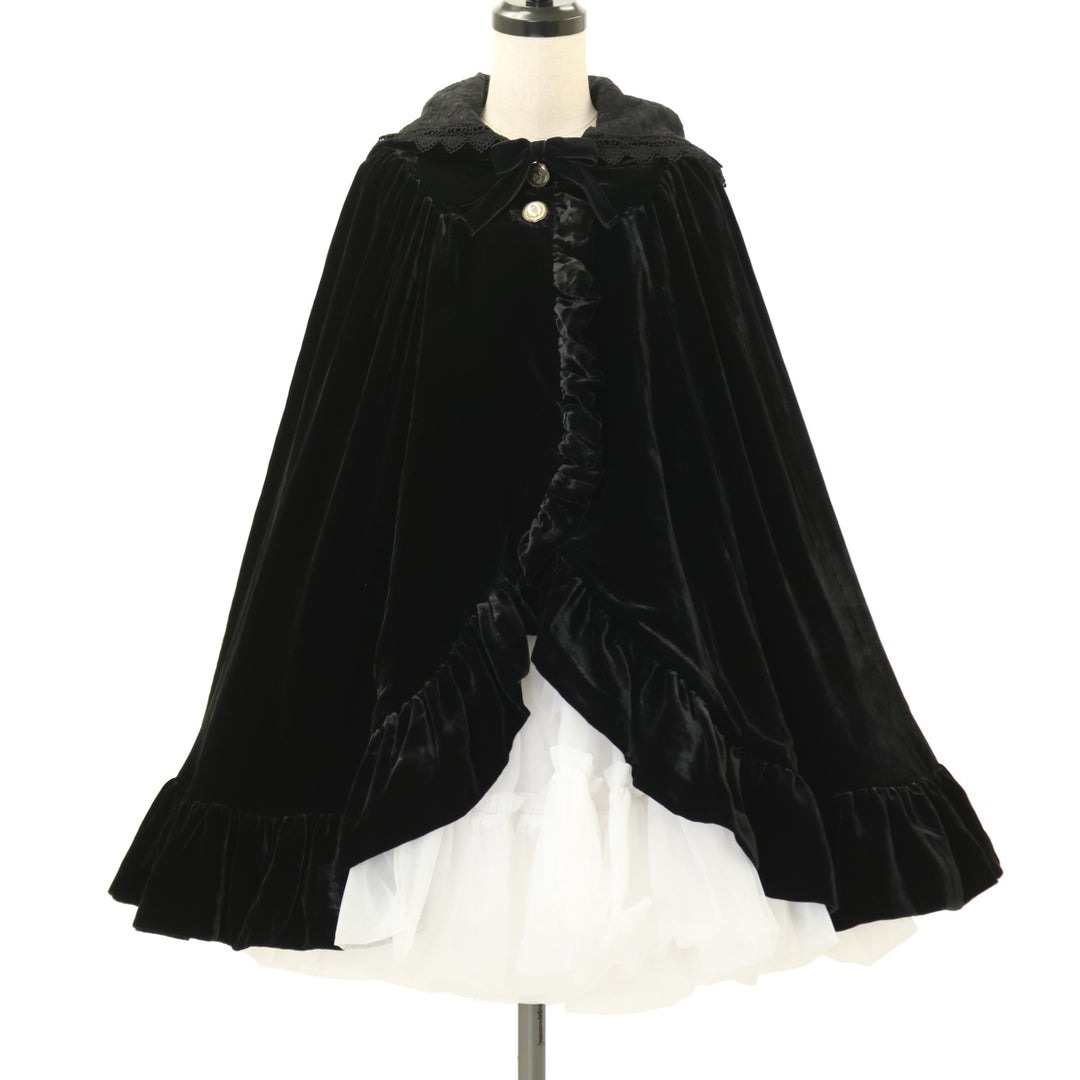 【ヴィクトリアンメイデン】 ノーブルリボンマント チェック柄 USED】ノーブルリボンマント（ベルベットブラック） | Victorian