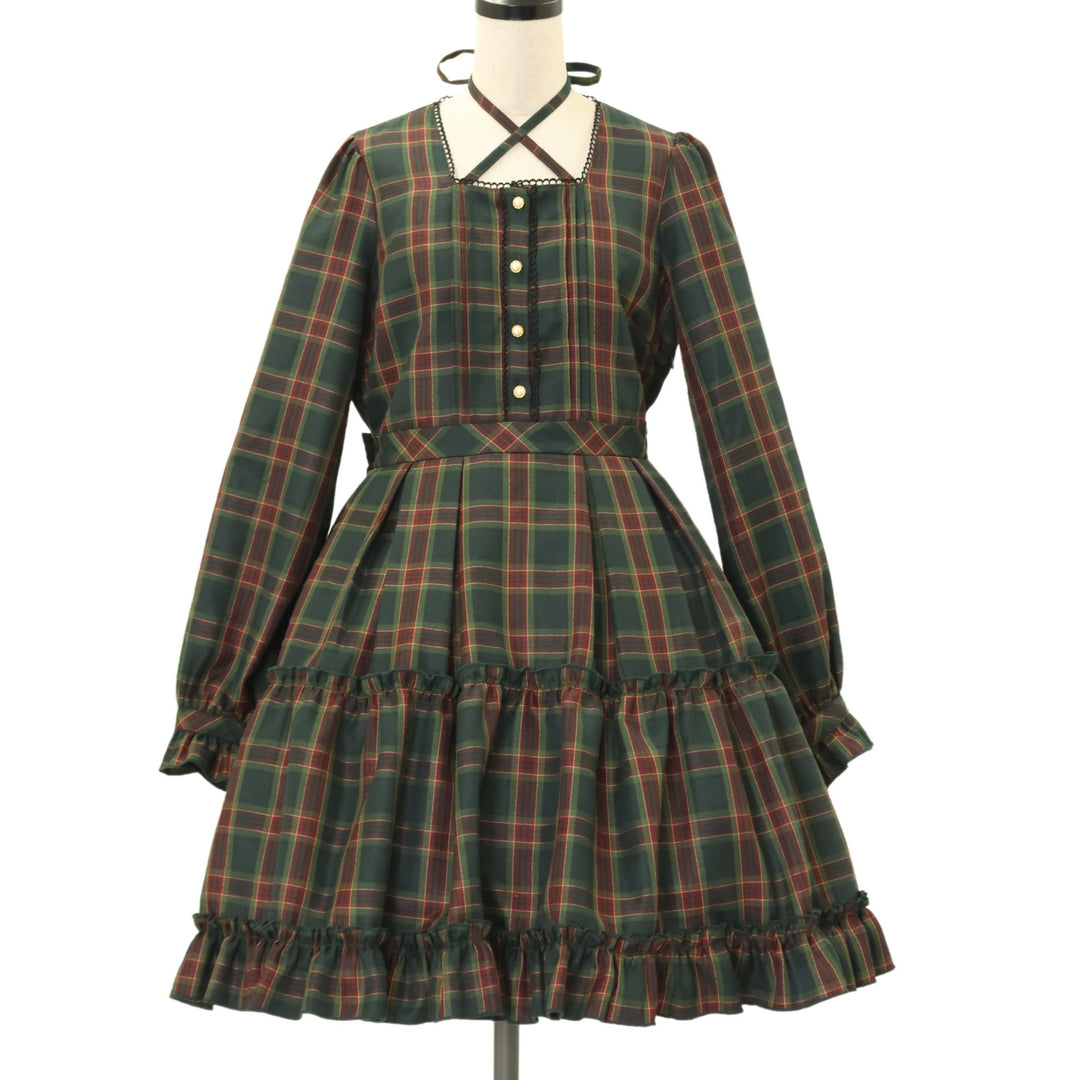 USED】【Mサイズ】Dolly Holidayチェックティアードワンピース (ミドル