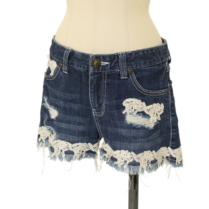 d.i.a. デニムショートパンツ ラメ サイズ24 USED】【Mサイズ】レース×ダメージデニムショートパンツ | Ank Rouge