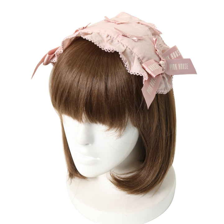 PINK HOUSE ヘッドドレス綿ローン ピンク（未使用に近い） USED】【PINK HOUSE × misako aoki】リボンいっぱいヘッドドレス