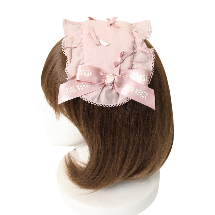 不思議の国のアリス♥️フリル＆インド刺繍リボン‎のヘアゴム／デニム水玉ピンク USED】【PINK HOUSE × misako aoki】リボンいっぱいヘッドドレス