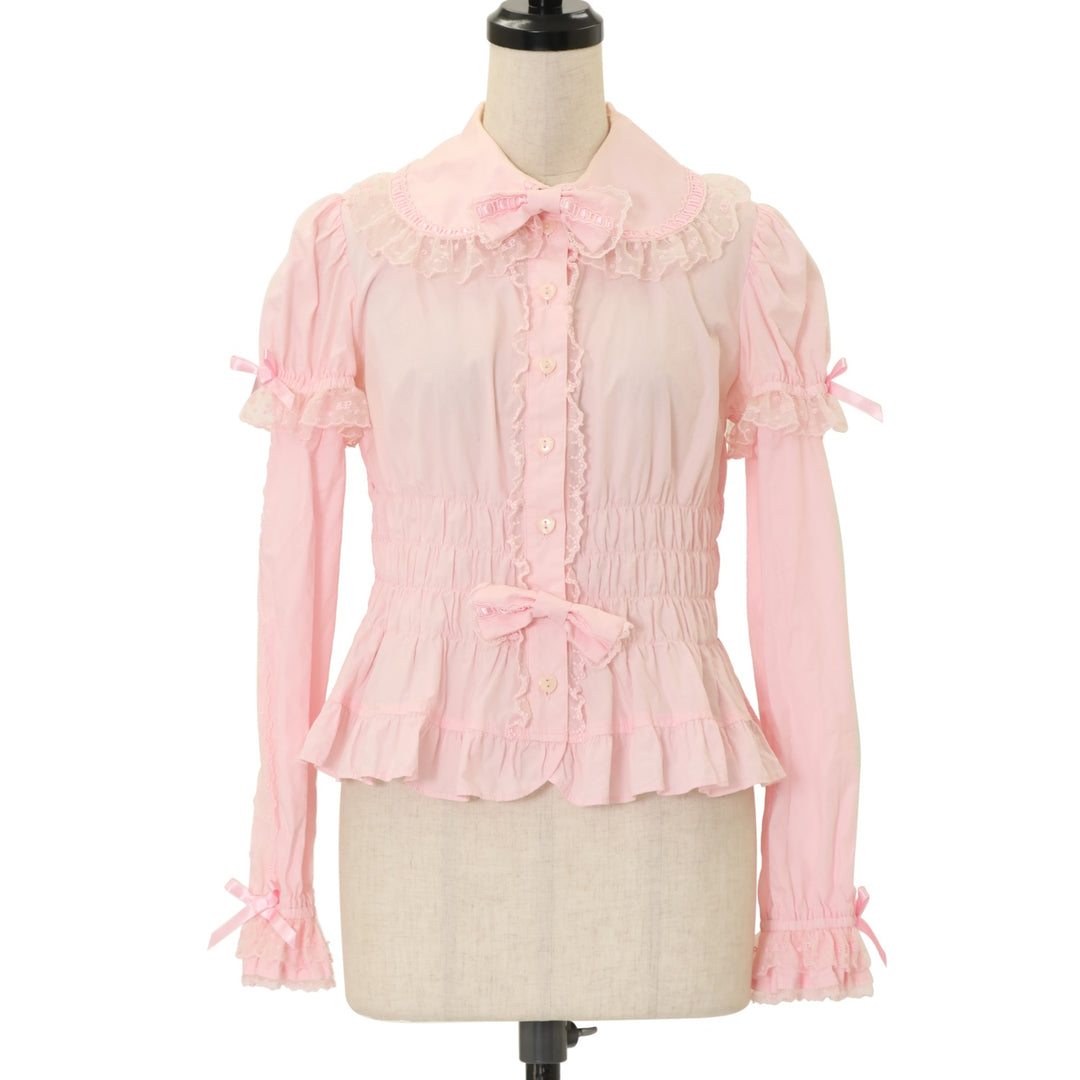 USED】ダブルリボンハニーシャーリングブラウス | Angelic Pretty