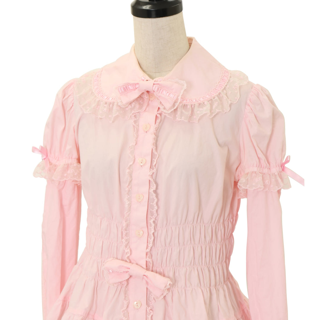 USED】ダブルリボンハニーシャーリングブラウス | Angelic Pretty