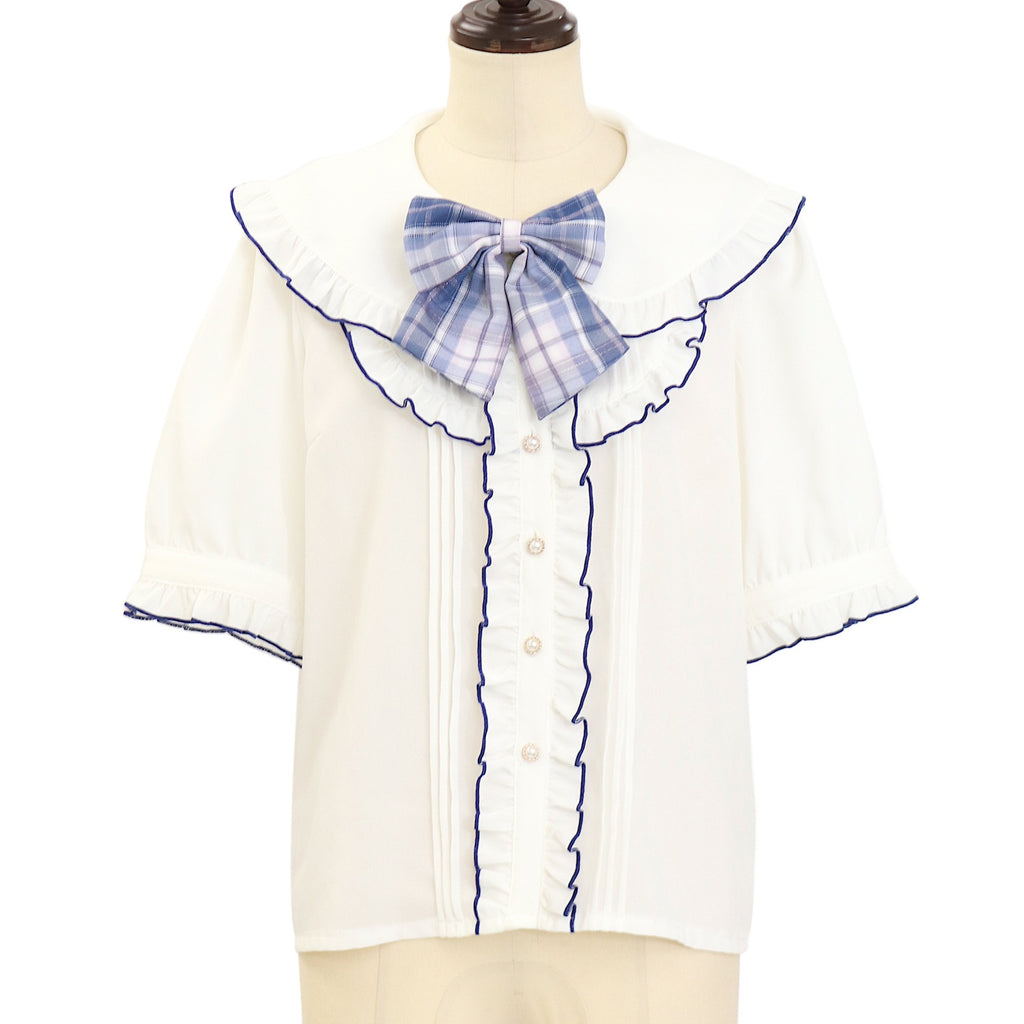 WONDERFUL WORLD ホワイト ブラウス フリル ダブリエ USED】Candy Check フリルブラウス | Amavel Wunderwelt Online Shop