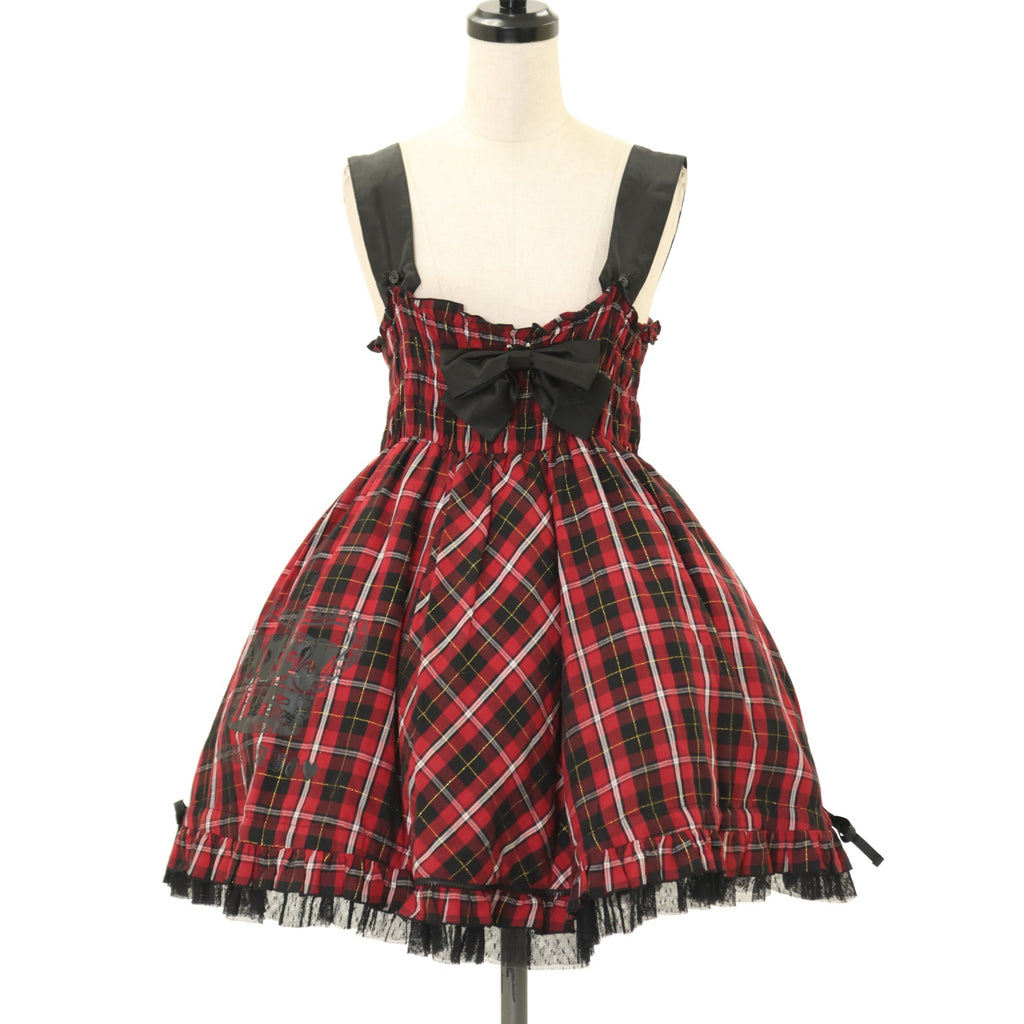 PUTUMAYO プトマヨ メルティアリスジャンパースカート 未使用品 希少 USED】王冠プリントチェック柄ジャンパースカート | PUTUMAYO