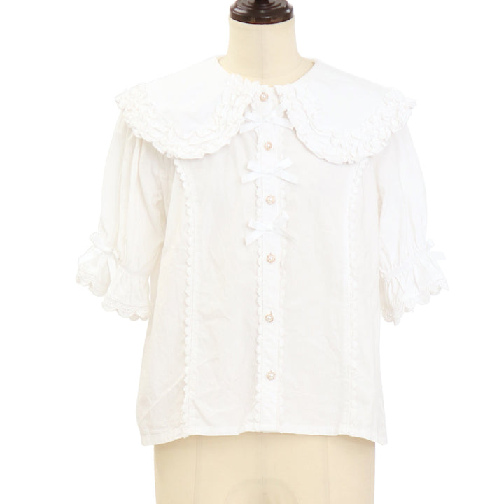 USED】【axes femme kawaii/Mサイズ】半袖丸襟コットンブラウス