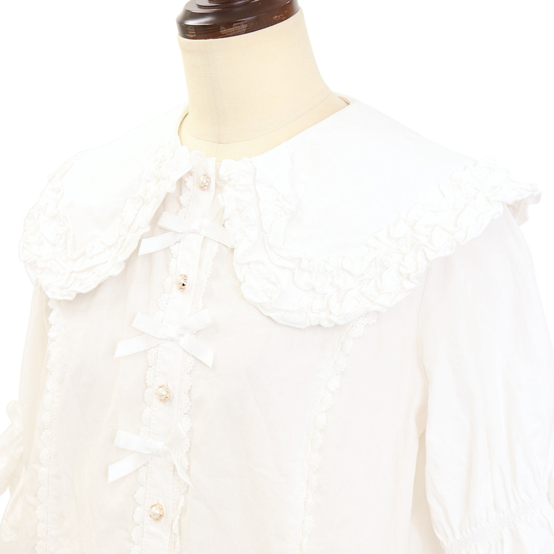 USED】【axes femme kawaii/Mサイズ】半袖丸襟コットンブラウス