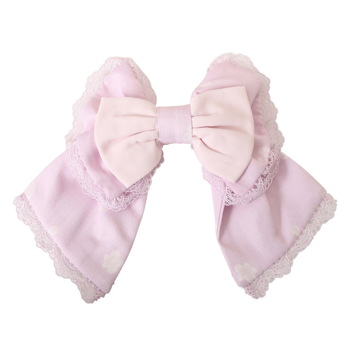 新品さえらAbakane 座布団可愛いリボンフリル 円形 薄いピンク系 USED】【axes femme kawaii】桜柄リボンバレッタ | Chalmiere