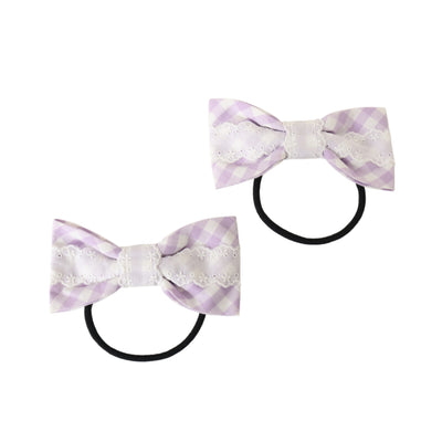 Angelic pretty ストライプ　フリル　リボン　サックス 傘 USED】カラフルドットストライプリボンクリップ（サックス×ピンク