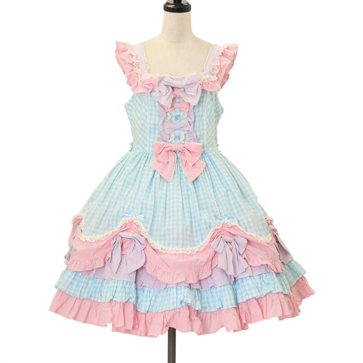 Angelic Pretty ジャンパースカート カチューシャ付き　星柄 音符柄 USED】カラフルシャワージャンパースカート | Angelic Pretty