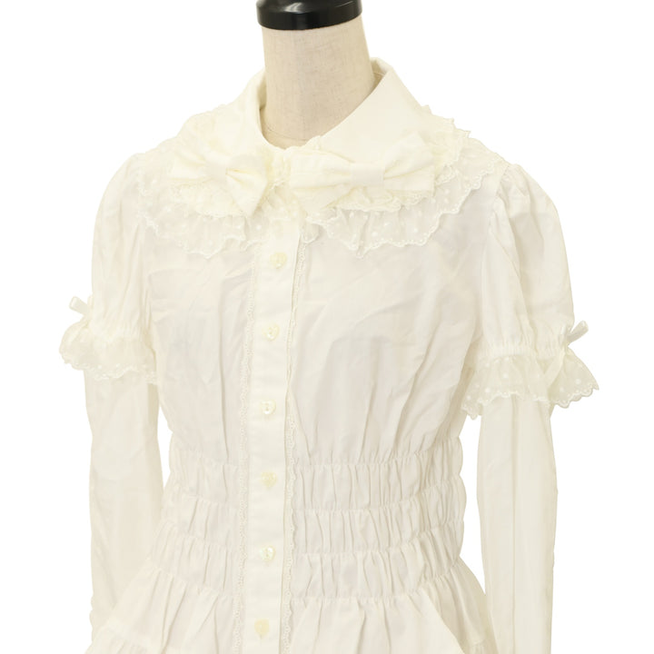 USED】ダブルリボンハニーシャーリングブラウス | Angelic Pretty