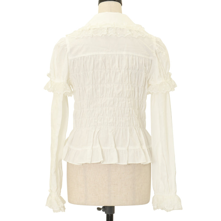 WONDERFUL WORLD ホワイト ブラウス フリル ダブリエ USED】ダブルリボンハニーシャーリングブラウス | Angelic Pretty