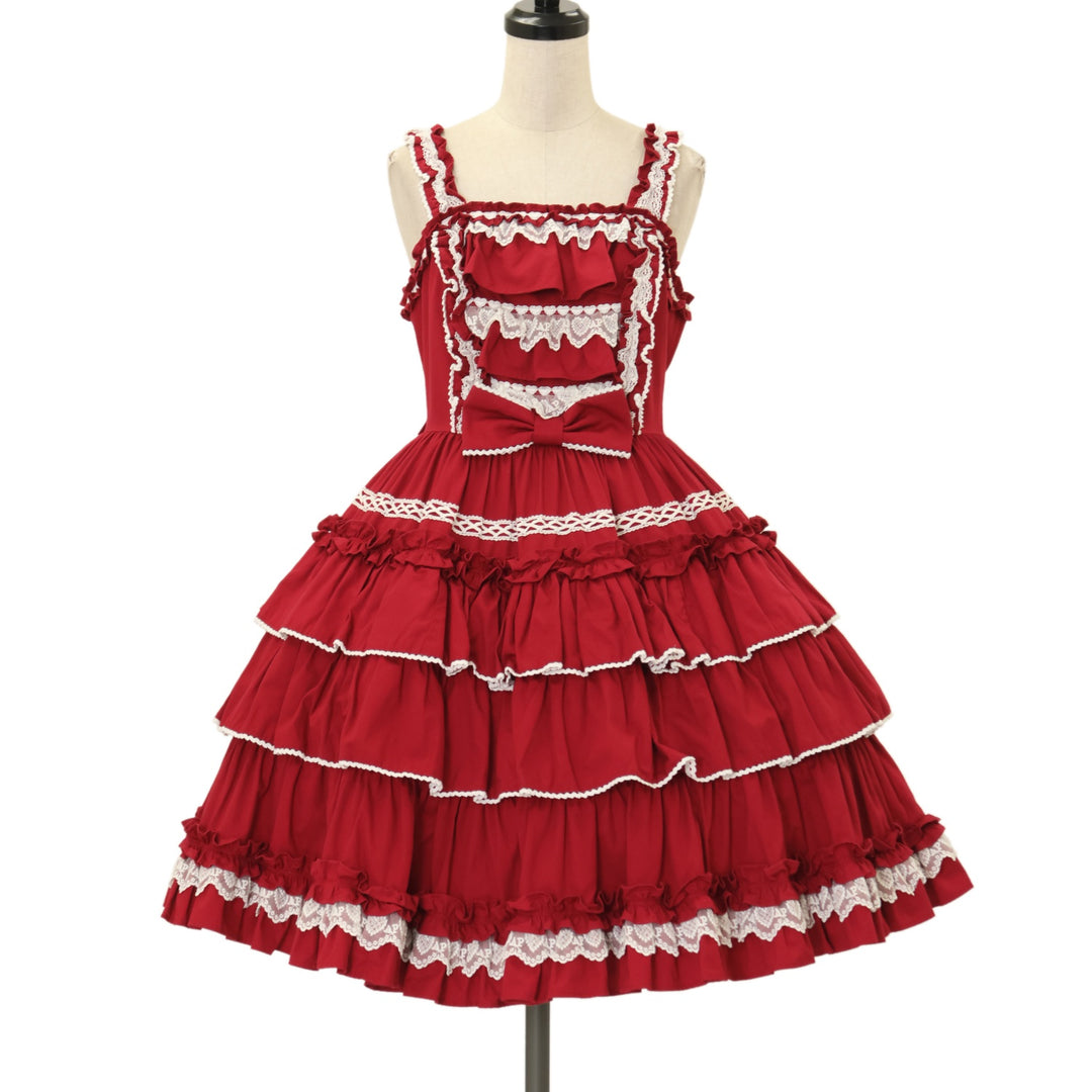 レア　アンジェリックプリティ 天使柄 フリル ジャンパースカート USED】Prettyフリルジャンパースカート（無地） | Angelic Pretty