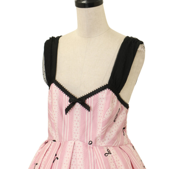 USED】【Mサイズ】ピアノキャットプリントジャンパースカート(Ladies