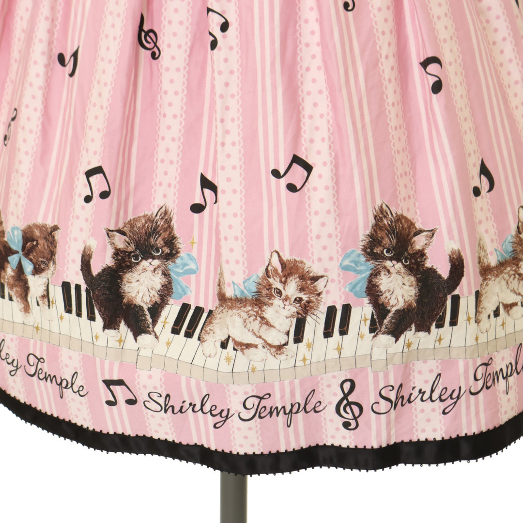 USED】【Mサイズ】ピアノキャットプリントジャンパースカート(Ladies