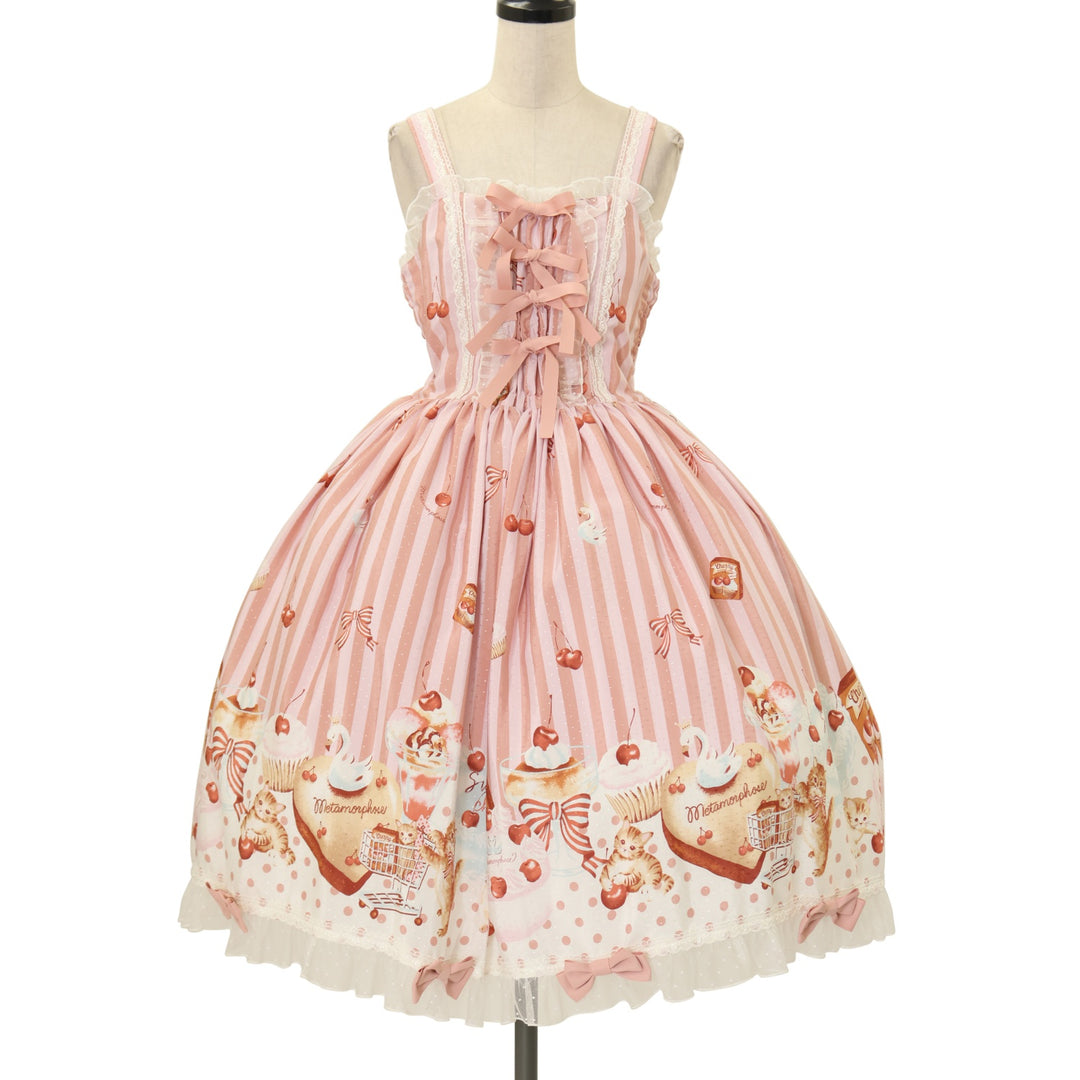 USED】Cats and Cherry Cake オーバースカート付きジャンパースカート