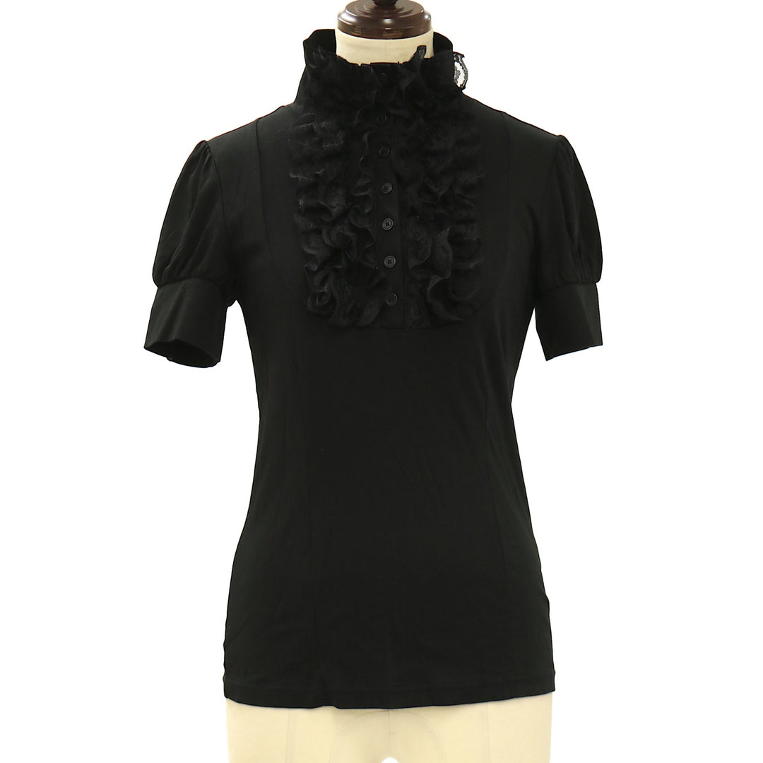 BLACK PEACE NOW レースアップブラウス ベルテッド ダークコア USED】【Mサイズ】胸レーススタンドカラーカットソー | BLACK PEACE